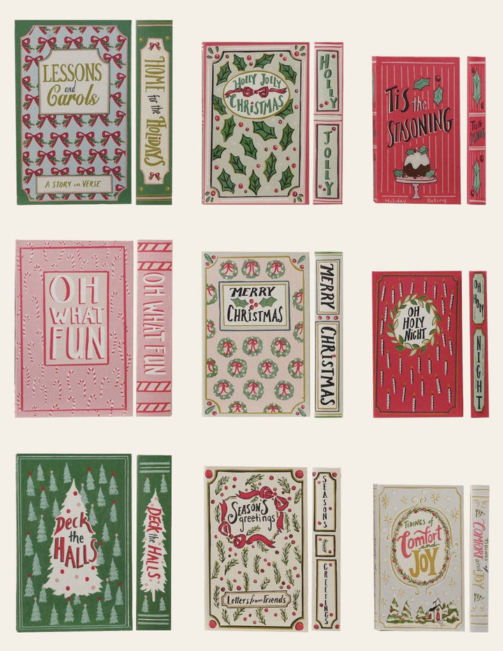 Holiday Book Storage Boxes, Set of 3, 3 Styles all nine book covers - decorative storage - Whats New Furniture Portland OR