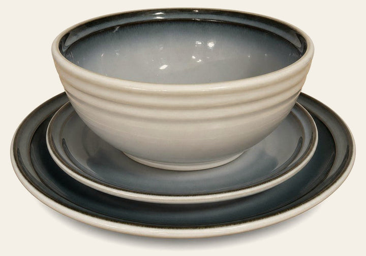 Blue and cream Noritake stoneware decor piece made in Japan with glazed finish - Whats New Furniture Portland OR