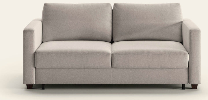 Fantasy Queen Loveseat Sleeper in Rene 01, Walnut legs — closed sofa, front view - What's New Furniture, Portland Oregon