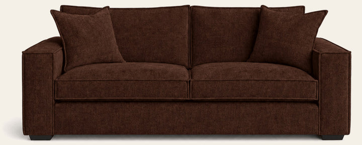 Rags Apartment Sofa in Candace Spice front view - 80 inch deep seat chenille sofa by Stylus - Whats New Furniture Portland OR