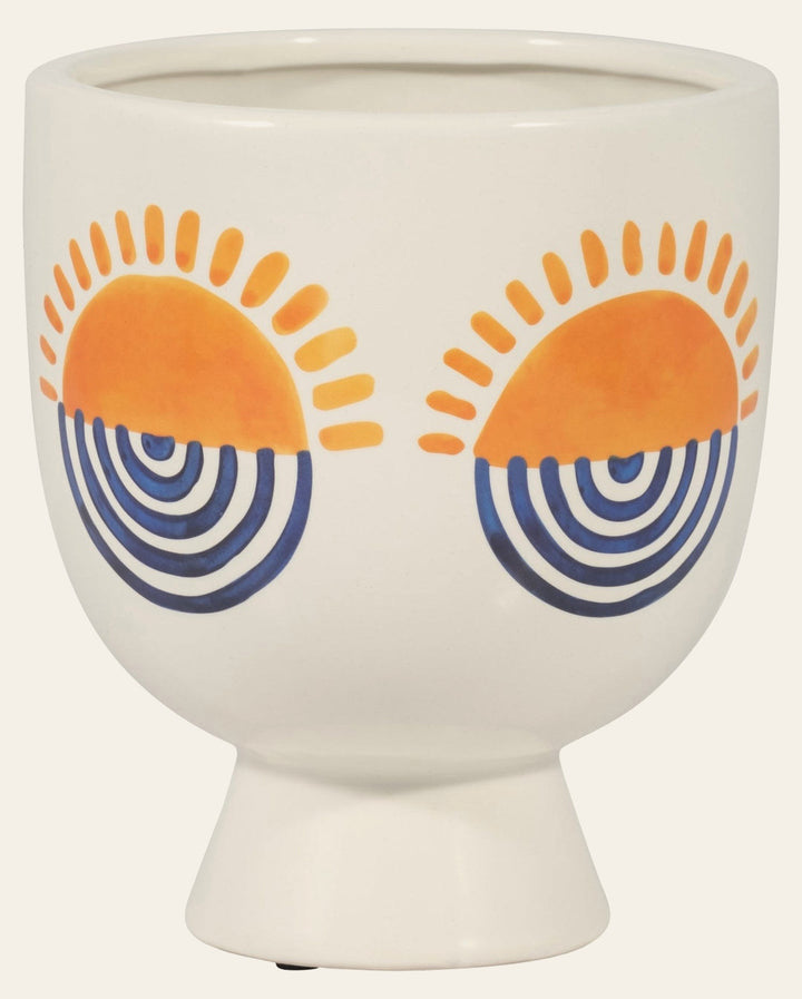 7"h Sunrise Eyes Flower Vase front view - vase by Sagebrook Home - Whats New Furniture Portland OR