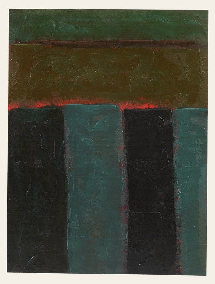 Hand-Painted Abstract Wall Art, Green & Teal, 18" x 24" front view - wall art by Bloomingville - Whats New Furniture Portland OR