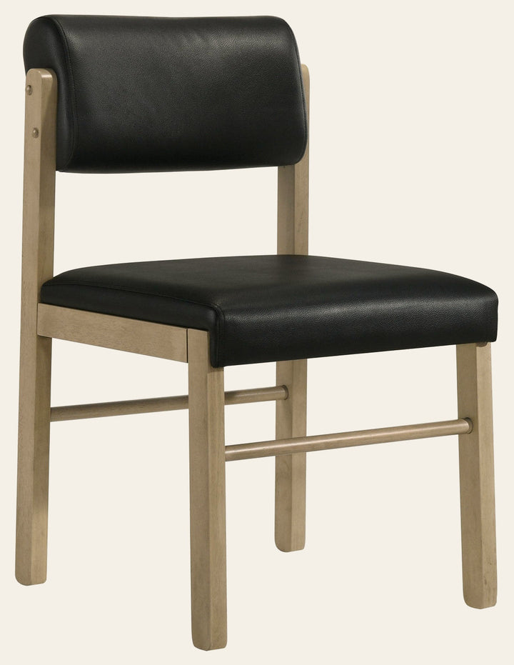 Kehoe Upholstered Dining Side Chair Black and Natural Oak studio front - What's New Furniture Portland