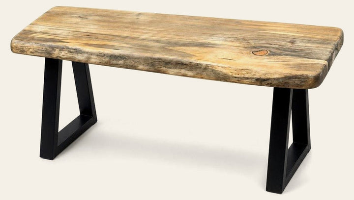 Pine solid wood end table with a long slim top and low 18-inch height.