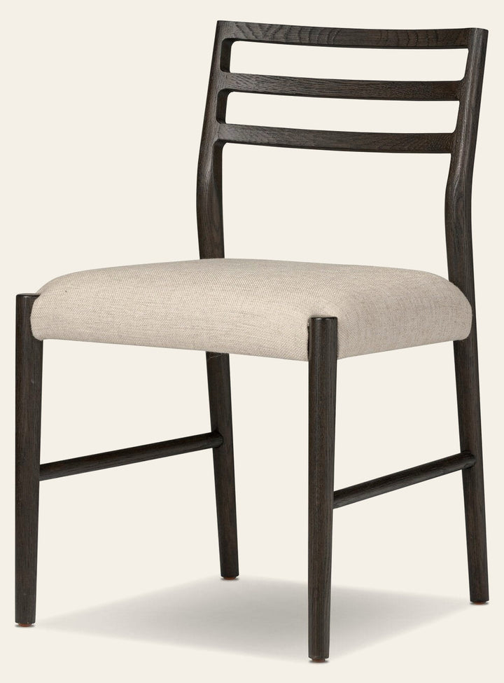 Glenmore Dining Chair in Essence Natural three-quarter studio view showing carbon oak ladderback - Whats New Furniture Portland OR
