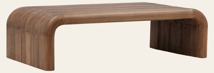 Wynne Coffee Table - Medium Brown Mindi Wood front three-quarter view - Coffee Tables by Dovetail - Whats New Furniture Portland OR