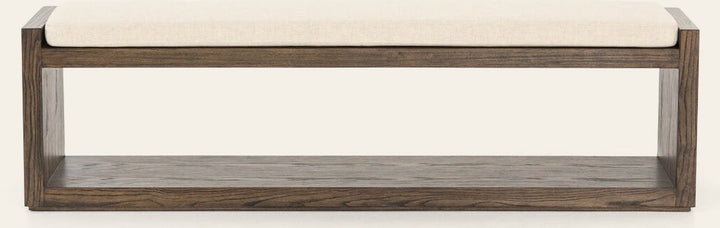 Edmon Bench in Savile Flax front studio view - Whats New Furniture Portland OR