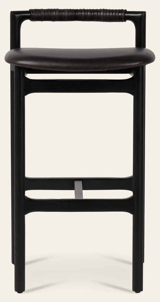 Baden Bar & Counter Stool in Sonoma Black front studio view - Whats New Furniture Portland OR