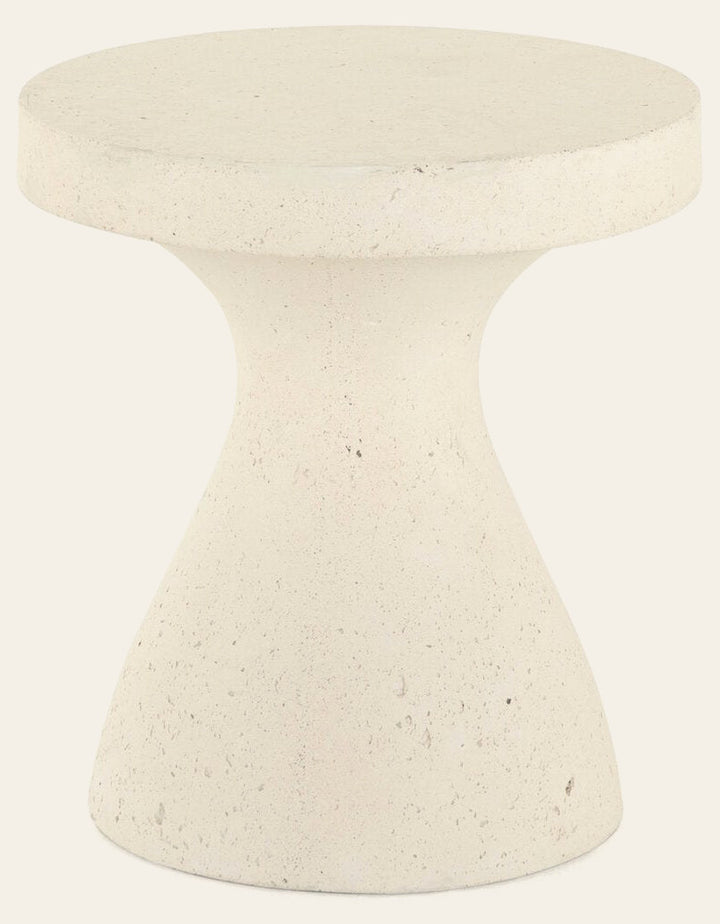 Koda Outdoor End Table in Textured White front studio view - Whats New Furniture Portland OR