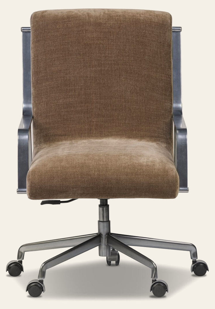 Lou Desk Chair in Altair Mushroom front studio view - Whats New Furniture Portland OR