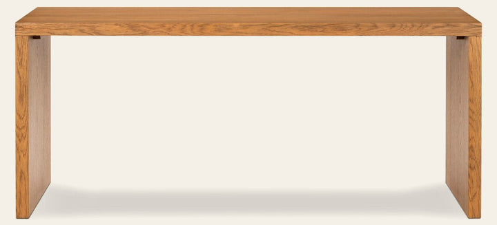 Posada Desk in Amber Oak Veneer front studio view - Whats New Furniture Portland OR