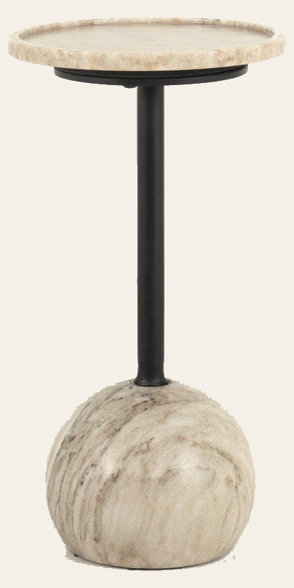Viola Accent Table in Antique White Marble front studio view - Whats New Furniture Portland OR