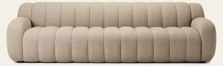 Carina Sofa in Weslie Flax front studio view - Whats New Furniture Portland OR