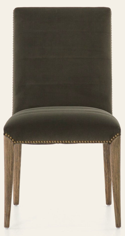Nate Dining Chair in Modern Velvet Loden front studio view - Whats New Furniture Portland OR