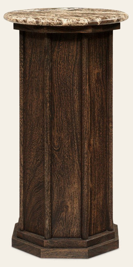 Pavlo End Table in Brown Marble front studio view - Whats New Furniture Portland OR