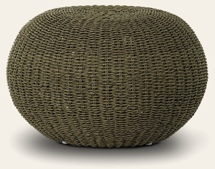 Phoenix Outdoor Accent Stool in Faux Olive Hyacinth front studio view - Whats New Furniture Portland OR