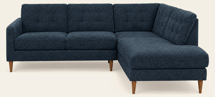 Vogue Open Chaise Sectional in Sensation Slate, straight-on studio view - Oregon-made Stanton sectional - What's New Furniture Portland OR