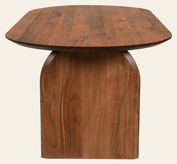 Domingo Dining Table in Pecan, three-quarter angle - Whats New Furniture