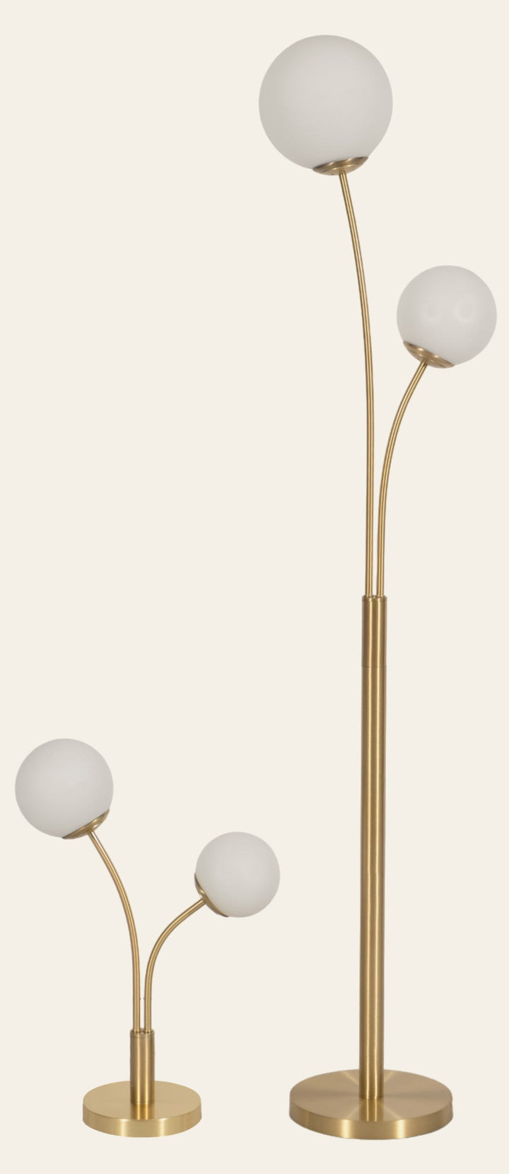 Brass Double Globe Lamp, table and floor lamp front view - floor lamp by Sagebrook Home - Whats New Furniture Portland OR