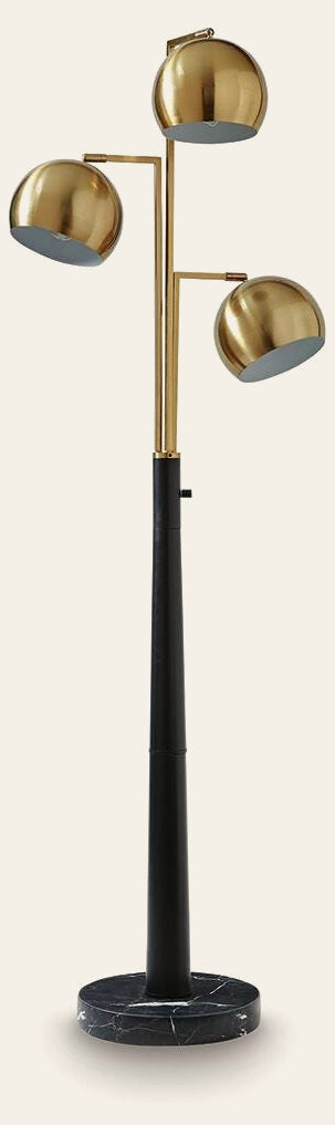Sorcha Floor Lamp in Gold Finish/Black — official Ashley Furniture studio view