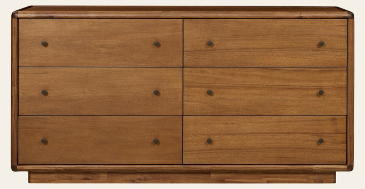 Rosette 6-Drawer Dresser in Hazelnut Brown - front studio view - Whats New Furniture Portland