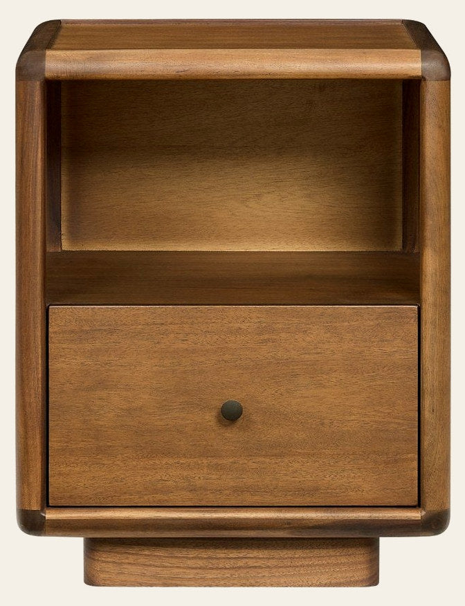 Rosette 19 Inch Nightstand / Side Table in Hazelnut Brown - front studio view - Whats New Furniture Portland