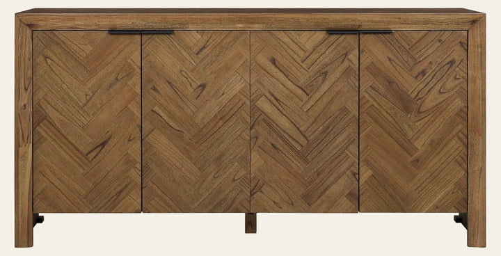 Kingston Herringbone 4-Door Sideboard in Hazelnut Brown - front studio view - Whats New Furniture Portland