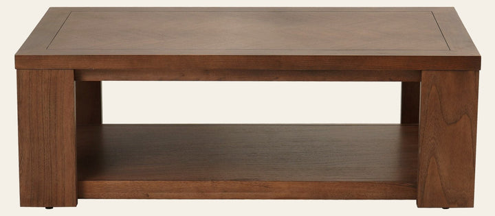 Asher 48 Inch Rectangular Coffee Table in Burnished Walnut - front studio view - Whats New Furniture Portland