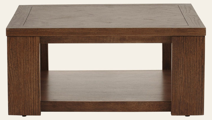 Asher 36 Inch Square Coffee Table in Burnished Walnut - front studio view - Whats New Furniture Portland