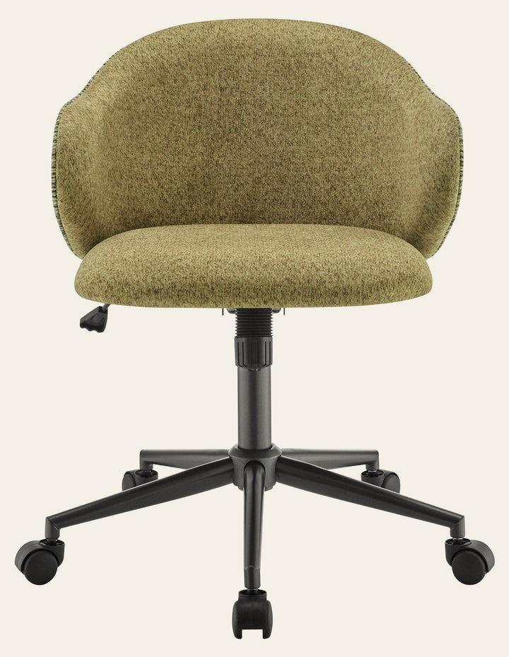 Zevia Fabric Swivel Office Armchair in Raya Green/Trellis Green - front studio view - Whats New Furniture Portland