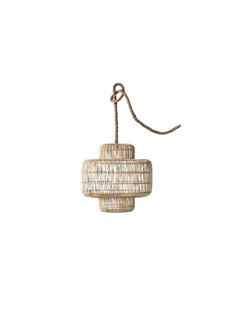 Wicker Pendant Lamp - Whats New Furniture Stoneware LIGHTING Whats New Furniture Wicker / 21" x 21" x 20" / New