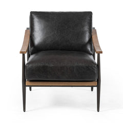 Kennedy Chair in Sonoma Black front studio view - Whats New Furniture Portland OR