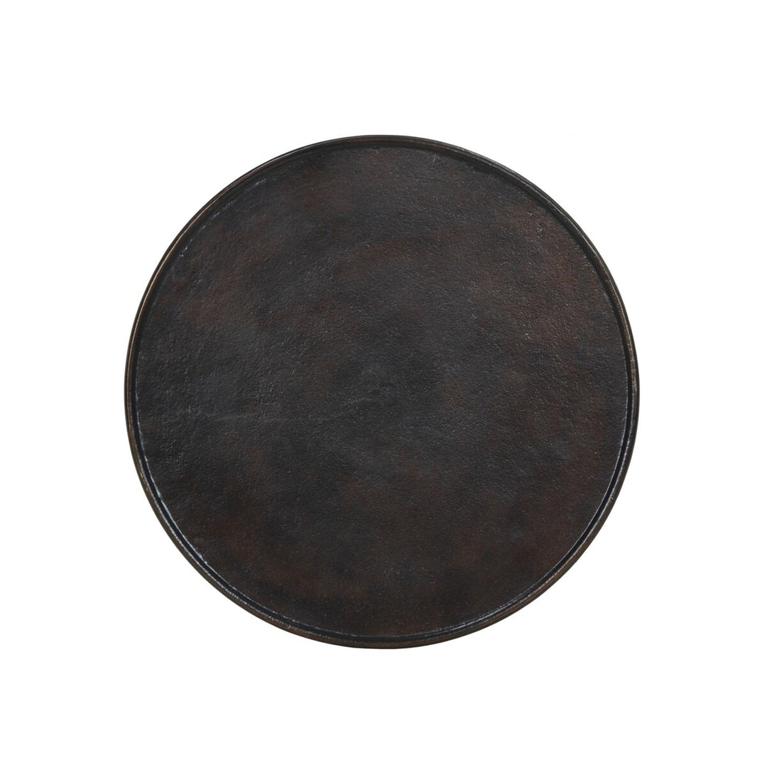 Marlow Matchstick Pedestal Table in Antique Rust detail view - Whats New Furniture Portland OR