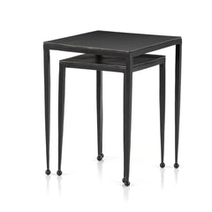 Dalston Nesting End Table Set in Raw Black fifth detail view - Whats New Furniture Portland OR