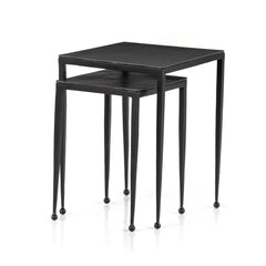 Dalston Nesting End Table Set in Raw Black front studio view - Whats New Furniture Portland OR