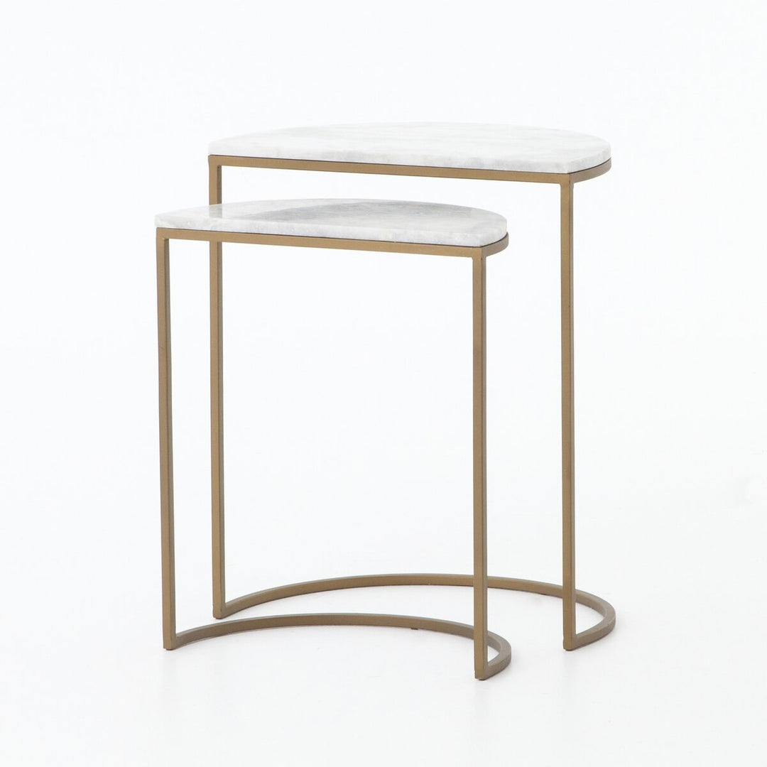 Ane Nesting Tables in White Marble detail view - Whats New Furniture Portland OR