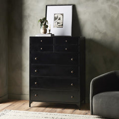 Belmont 8-Drawer Tall Dresser in Black back view - Whats New Furniture Portland OR
