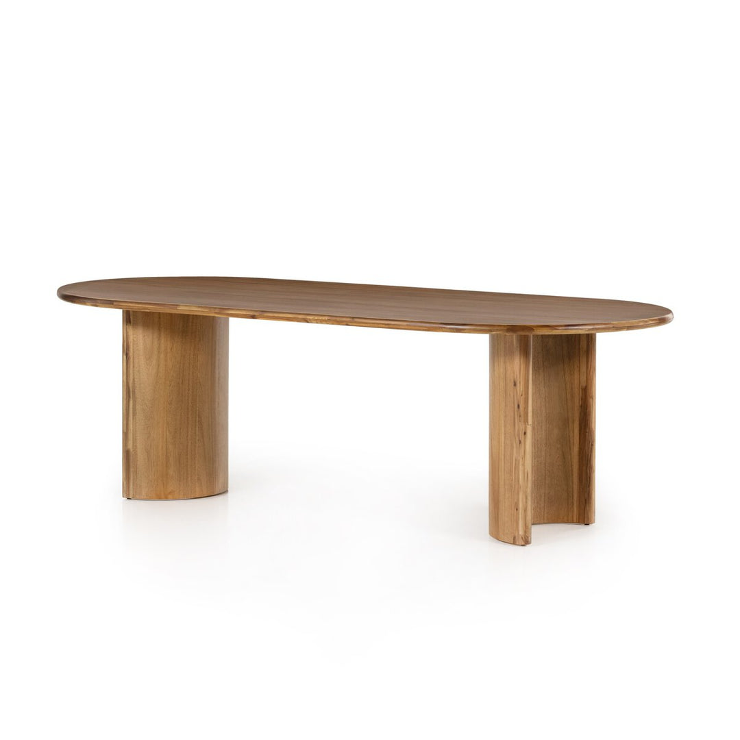 Paden Dining Table in Sandy Acacia three-quarter view - Whats New Furniture Portland OR