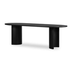 Paden Dining Table in Aged Black Acacia three-quarter view - Whats New Furniture Portland OR