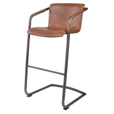 Indy Faux Leather Bar Stool with Arms in Antique Cigar Brown (Set of 2) - bar stool by New Pacific Direct - Whats New Furniture Portland OR
