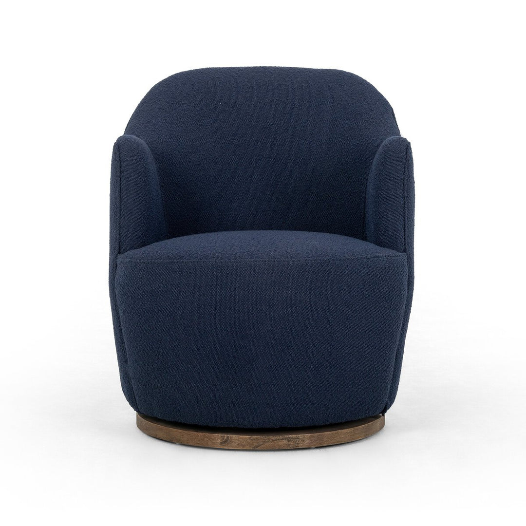 Aurora Swivel Chair in Copenhagen Indigo front studio view - Whats New Furniture Portland OR