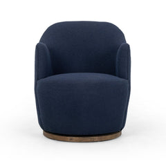 Aurora Swivel Chair in Copenhagen Indigo front studio view - Whats New Furniture Portland OR