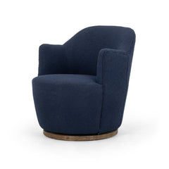Aurora Swivel Chair in Copenhagen Indigo three-quarter view - Whats New Furniture Portland OR