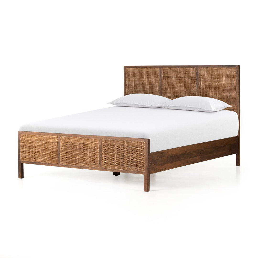Sydney Bed in Brown Wash three-quarter studio view - Whats New Furniture Portland OR
