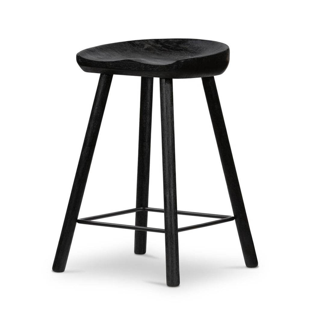 Barrett Bar &amp; Counter Stool in Matte Black Parawood three-quarter view - Whats New Furniture Portland OR