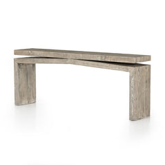 Matthes Console Table - 79" in Weathered Wheat three-quarter studio view - Whats New Furniture Portland OR