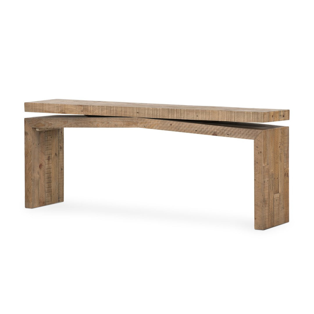 Matthes Console Table - 79" in Sierra Rustic Natural three-quarter studio view - Whats New Furniture Portland OR
