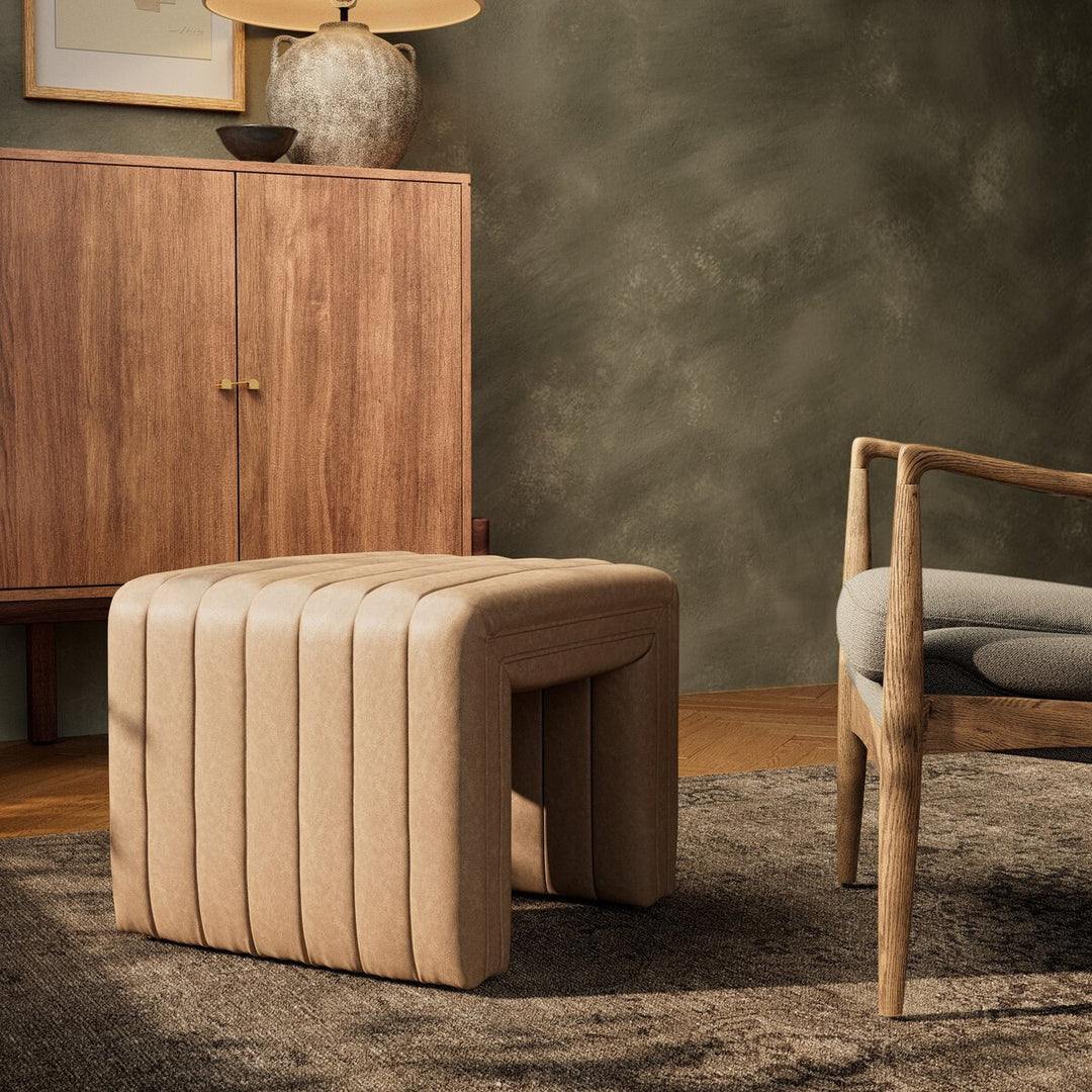 Augustine Ottoman in Palermo Drift back studio view - Whats New Furniture Portland OR