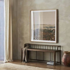 Howard Bench in Pecan back studio view - Whats New Furniture Portland OR