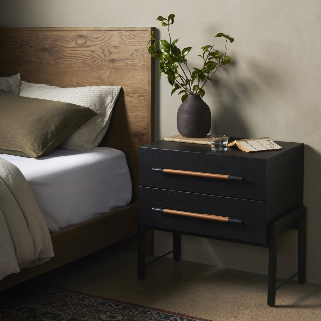 Rosedale Nightstand in Ebony Oak Veneer back view - Whats New Furniture Portland OR